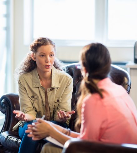 Psychologist having session with her patient